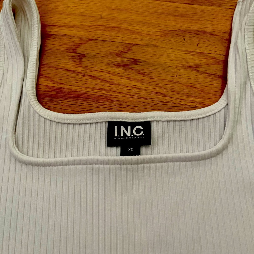 I,N.C. Ribbed white tank top XS